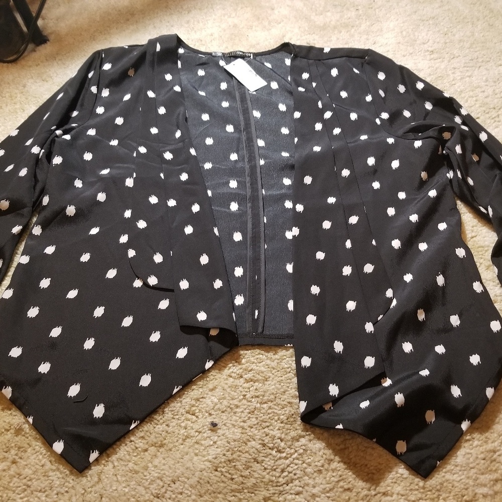 Maurices Smudged Pokadot Bolero Jacket Black White
